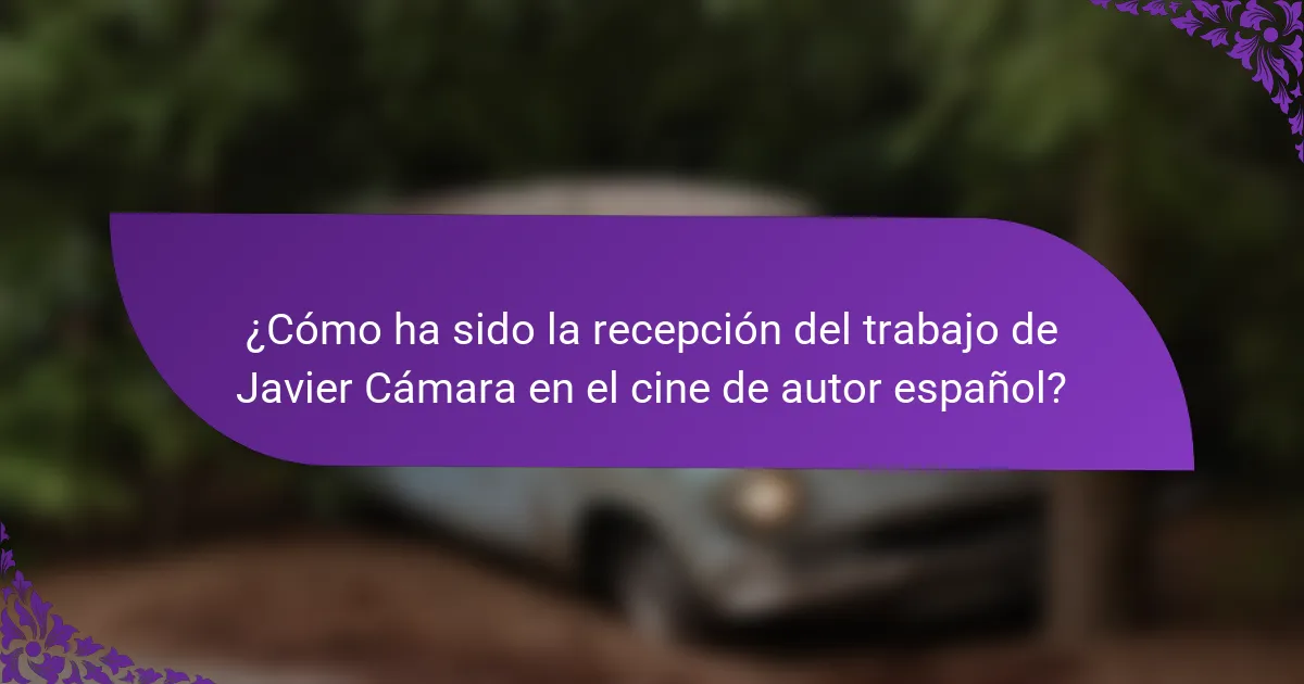 ¿Cómo ha sido la recepción del trabajo de Javier Cámara en el cine de autor español?