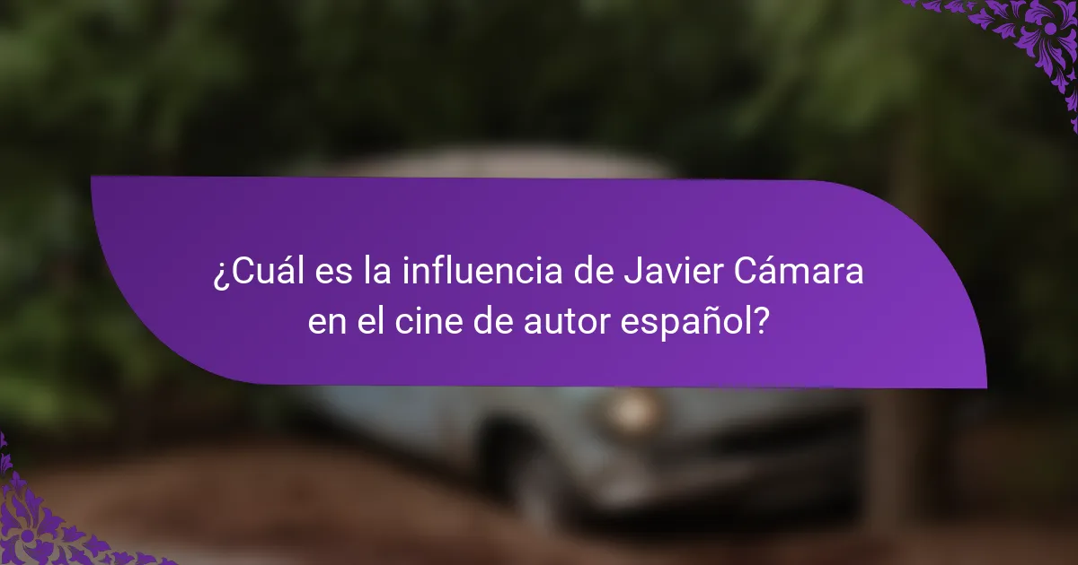 ¿Cuál es la influencia de Javier Cámara en el cine de autor español?